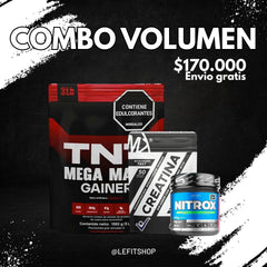 TNT MEGA MASS 3 LBS + CREATINA IMN 50 SERV + NITROX 20 SERV