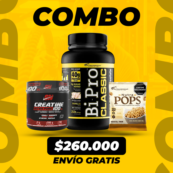 BI-PRO 2LB + CREATINA IRON 100 SERV + SOBRE NUTRA POPS