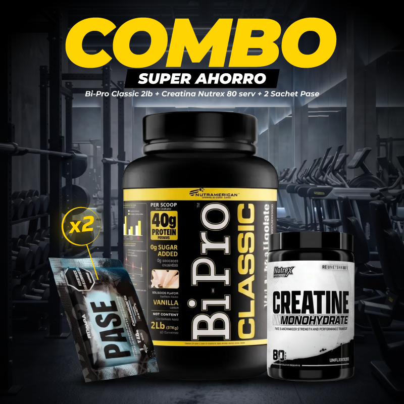 COMBO BI-PRO CLASIC 2LB + CREATINA NUTREX 80 SERV + 2 SACHETS PASE