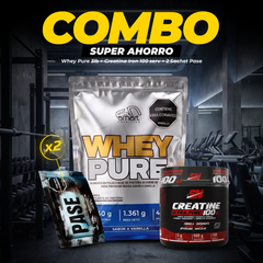 COMBO WHEY PURE 3LB + CREATINA IRON 100 SERV + 2 SACHETS PASE