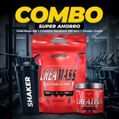 COMBO CREA MASS 6 LB + CREATINA HARDCORE 100 SERV + SHAKER