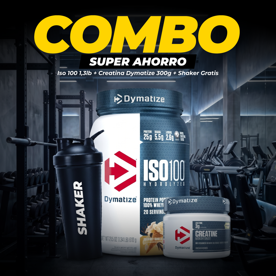 COMBO ISO 100 1,3 LB + CREATINA DYMATIZE 300 G + SHAKER
