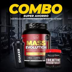 COMBO CREATINA MASS EVOLUTION 4LB + CREATINA INSANE LABZ 60 SERV + SHAKER