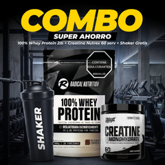 COMBO 100% WHEY PROTEIN 2LB + CREATINA NUTREX 60 SERV + SHAKER